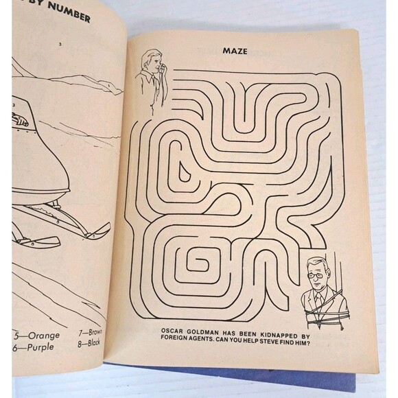 1970s Vtg Lot (3) Six Million Dollar Man Activity Coloring Dot-to-Dot Books 70s - Picture 5 of 5